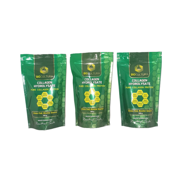 Bovine Collagen powder pouches, 200g, 3 pack - BioCultura