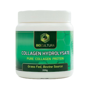 BioCultura Bovine Collagen Hydrolysate powder jar, 200g, grass-fed